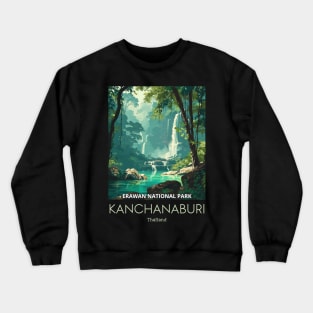 A Vintage Travel Illustration of Erawan National Park - Thailand Crewneck Sweatshirt